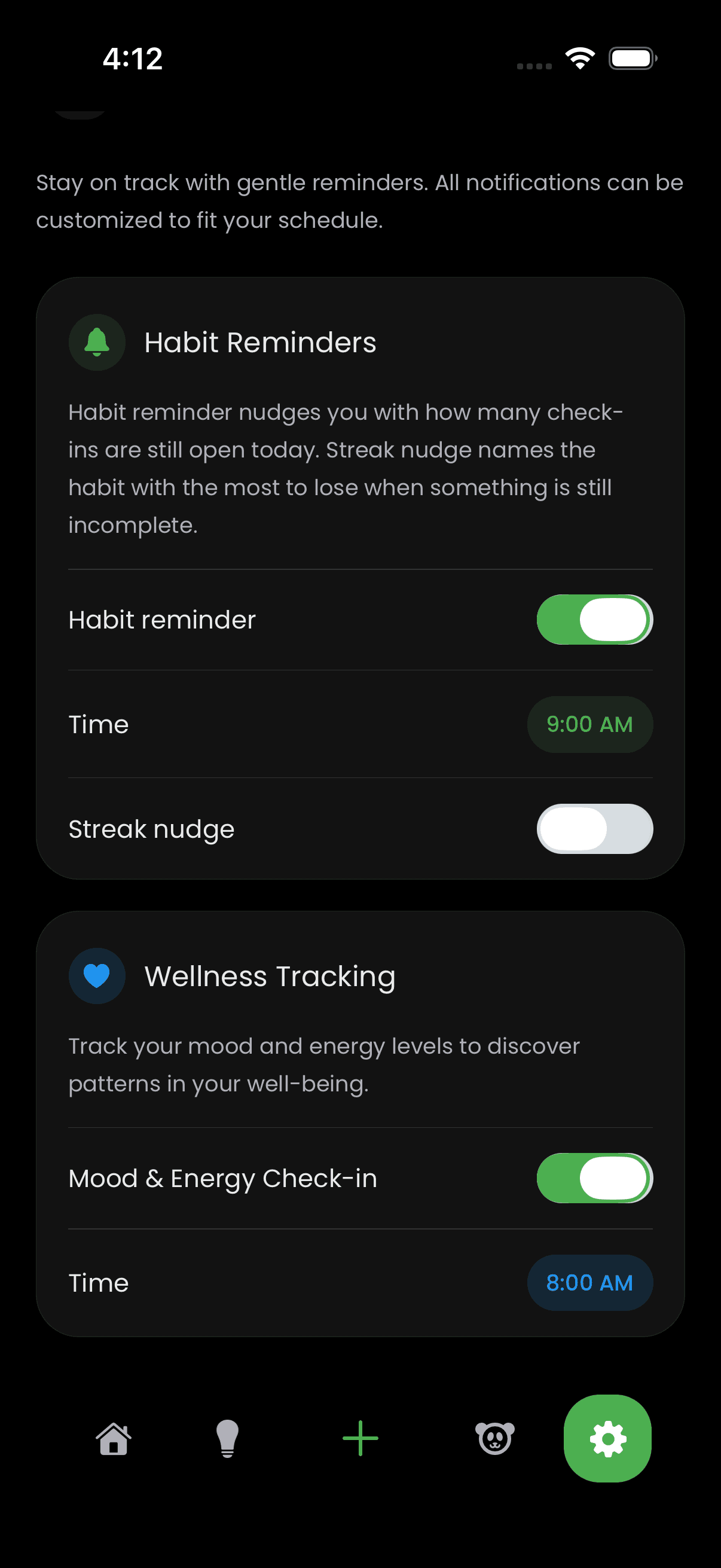 Lazy Panda — Nudges only when you say when.